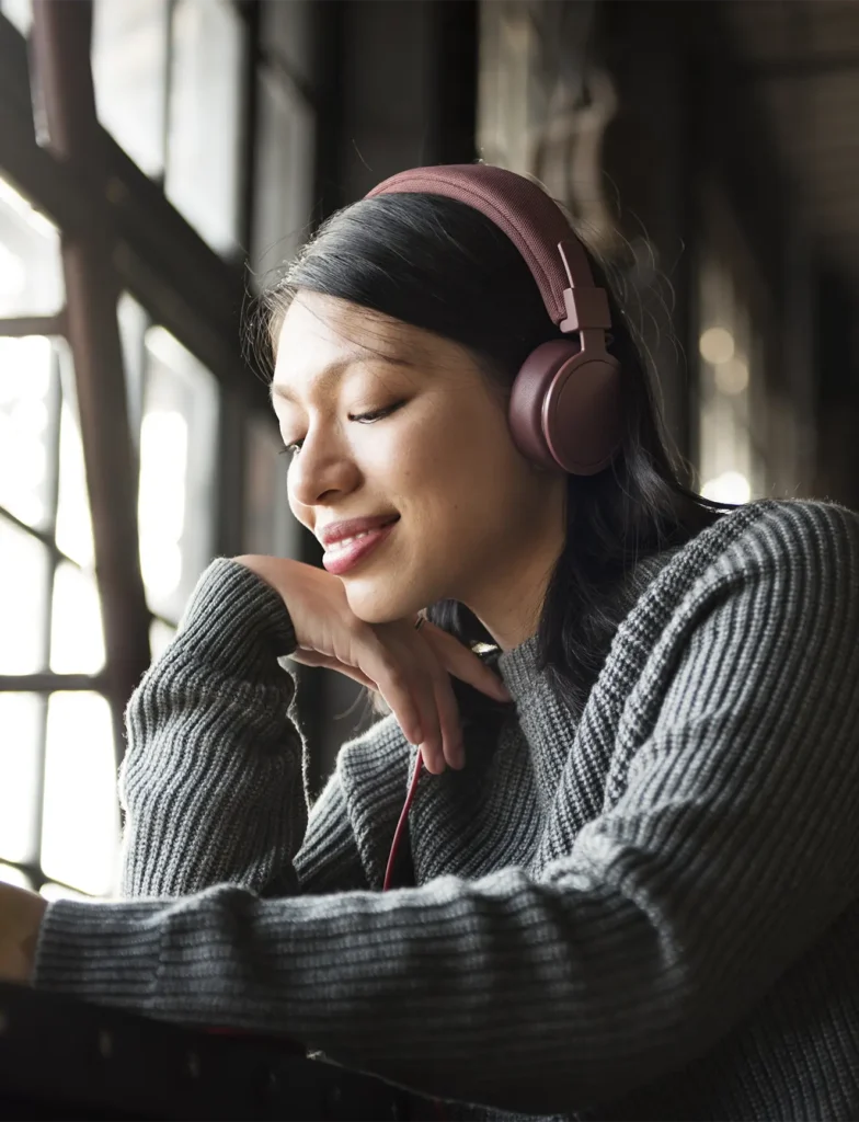 Woman listening to Connected spirit podcast